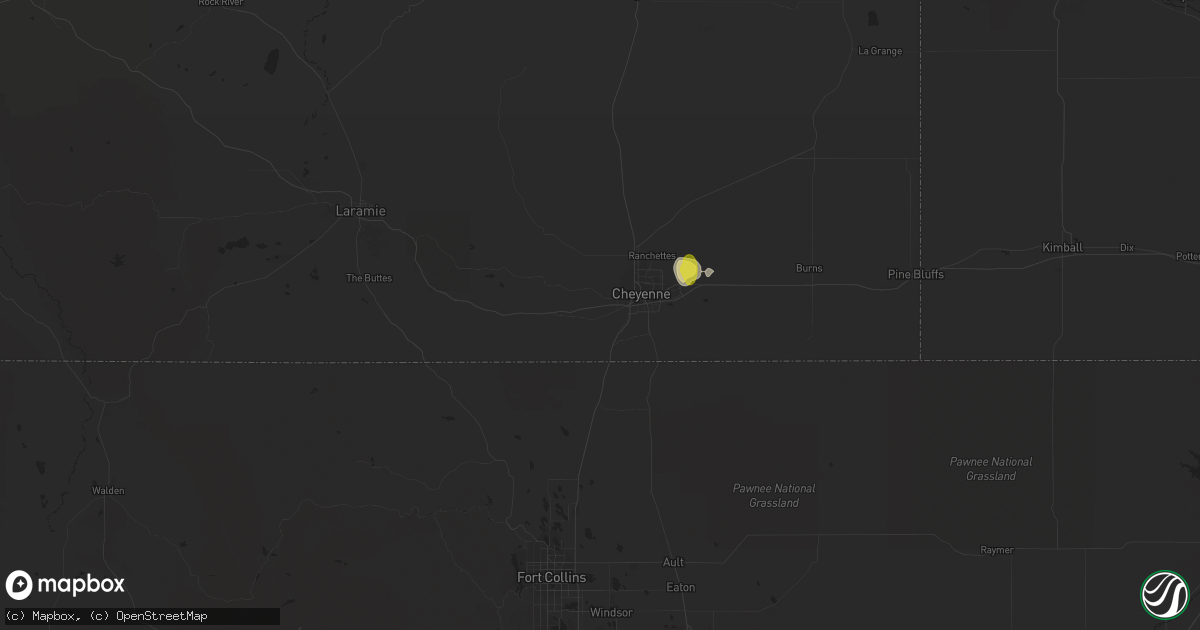 Hail map in Cheyenne, WY on July 15, 2021