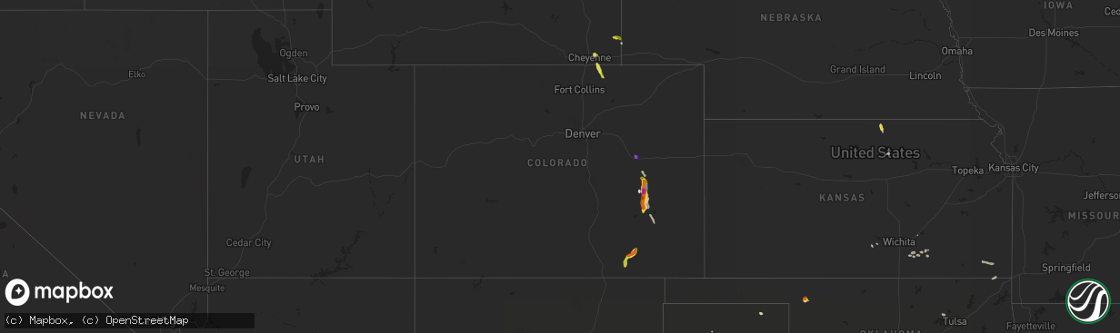 Hail map in Colorado on July 15, 2021