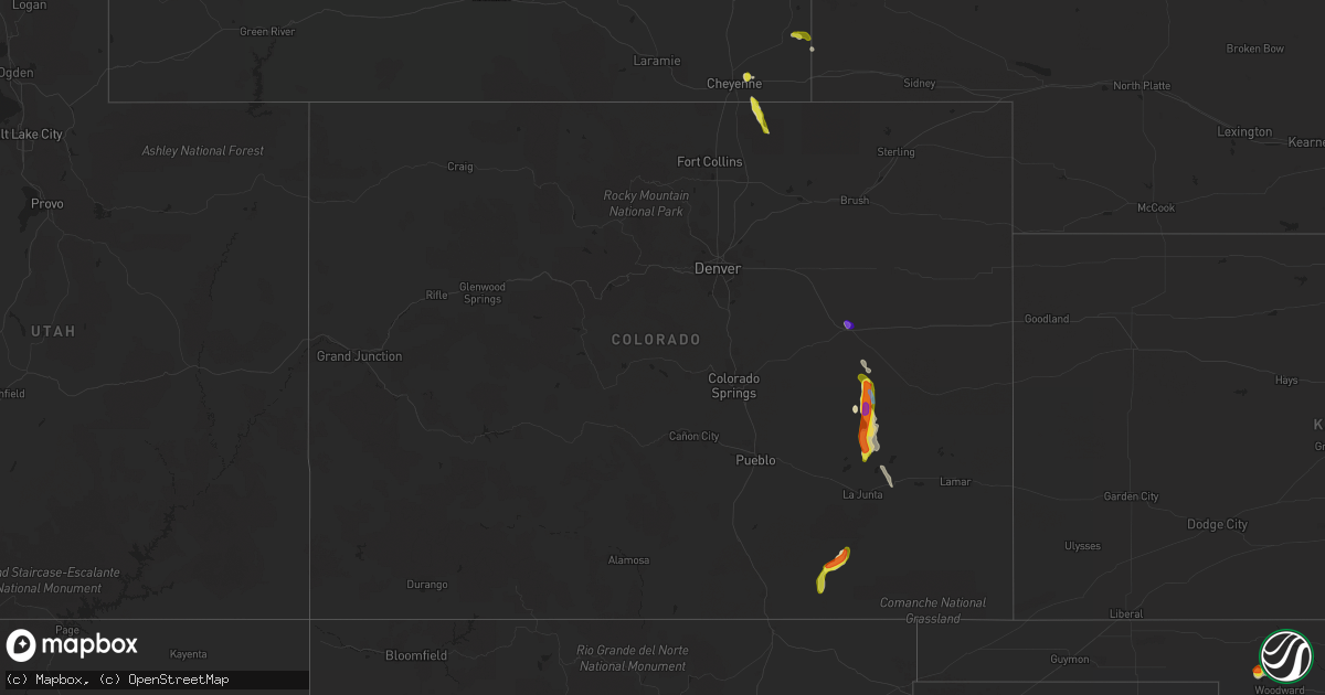 Hail map in Colorado on July 15, 2021
