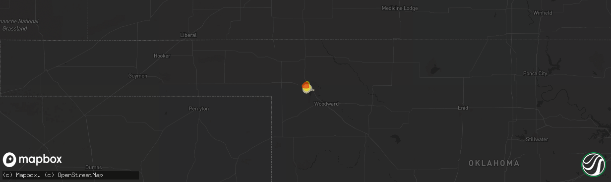 Hail map in Fort Supply, OK on July 15, 2021