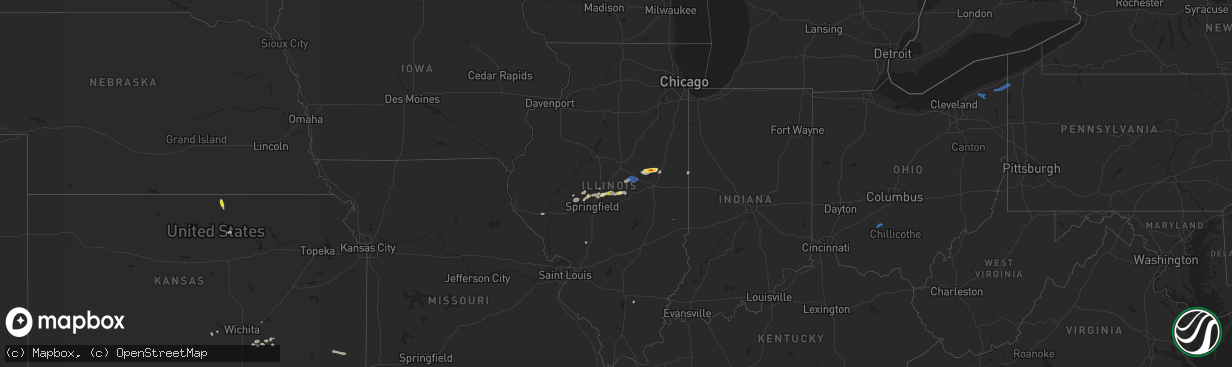 Hail map in Illinois on July 15, 2021