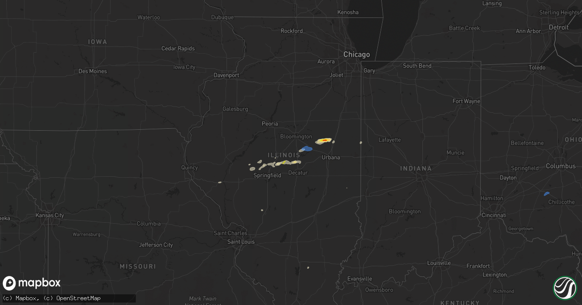 Hail map in Illinois on July 15, 2021
