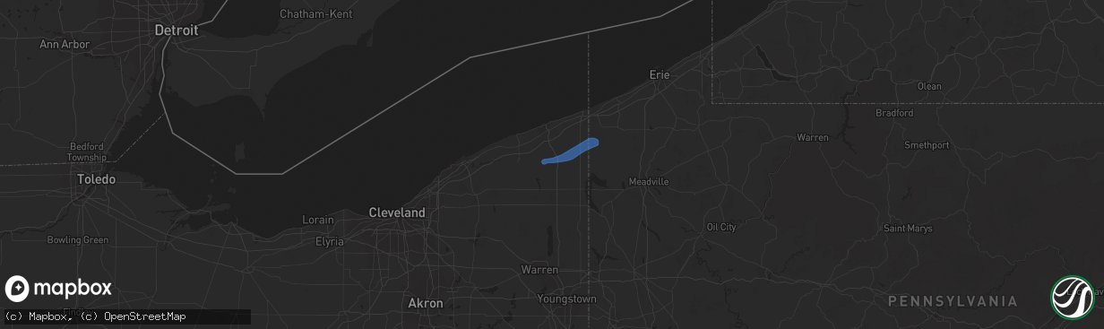 Hail map in Jefferson, OH on July 15, 2021