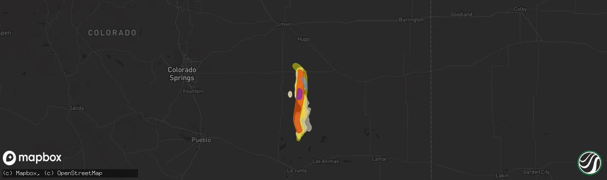 Hail map in Karval, CO on July 15, 2021