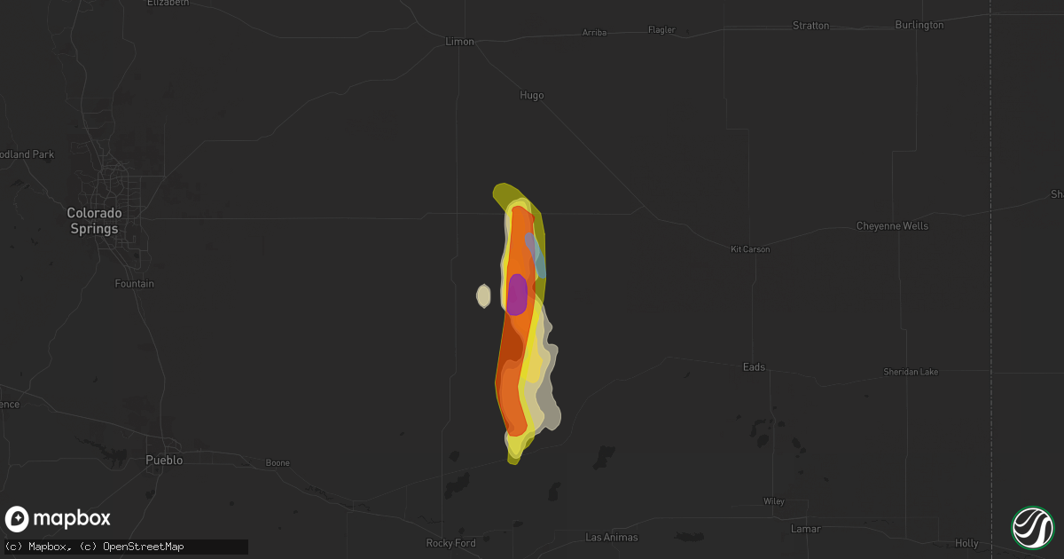 Hail map in Karval, CO on July 15, 2021