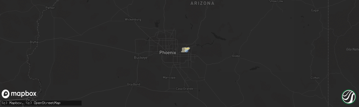 Hail map in Mesa, AZ on July 15, 2021