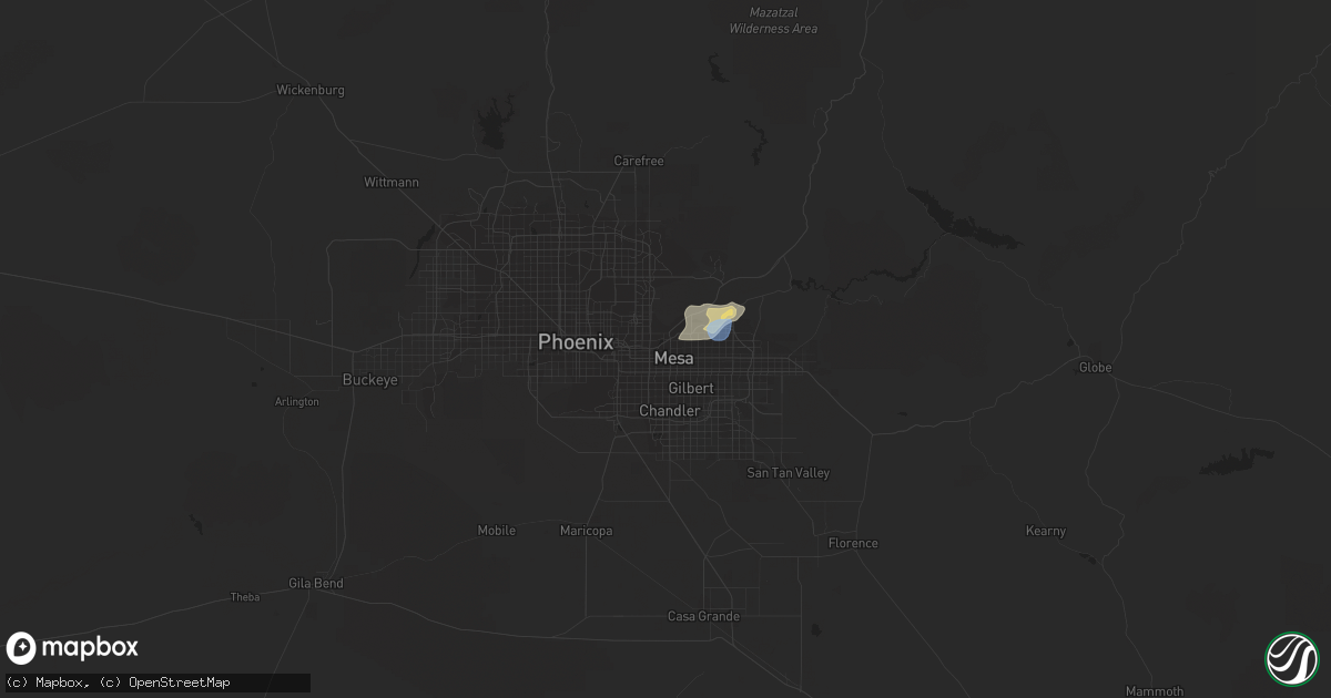 Hail map in Mesa, AZ on July 15, 2021