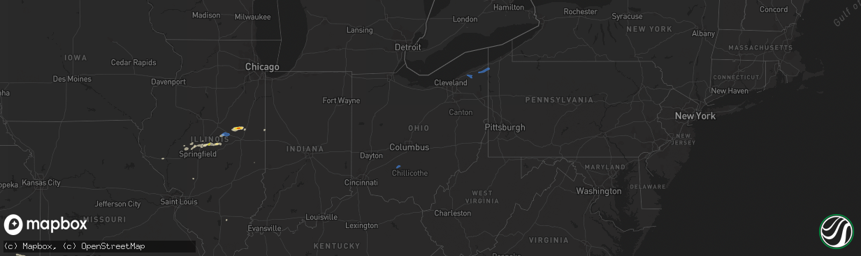 Hail map in Ohio on July 15, 2021