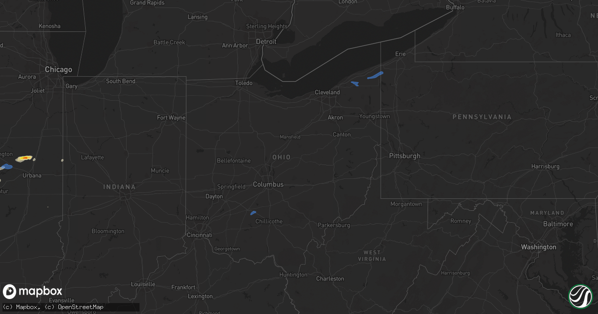 Hail map in Ohio on July 15, 2021