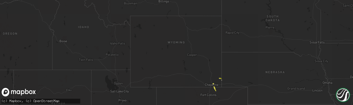 Hail map in Wyoming on July 15, 2021