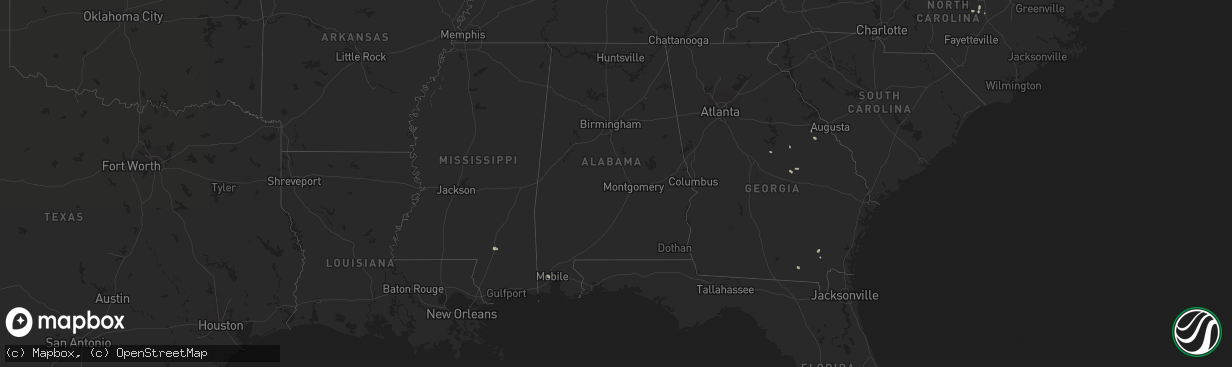 Hail map in Alabama on July 15, 2022