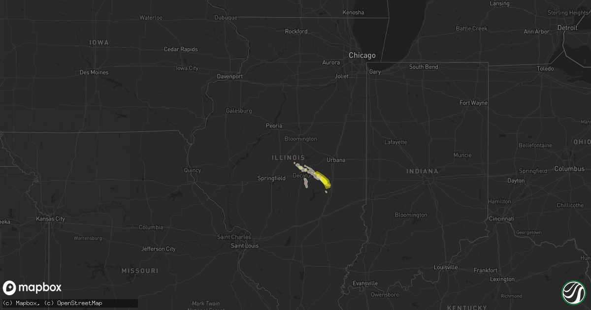 Hail map in Illinois on July 15, 2022