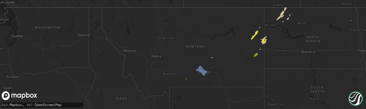 Hail map in Montana on July 15, 2022