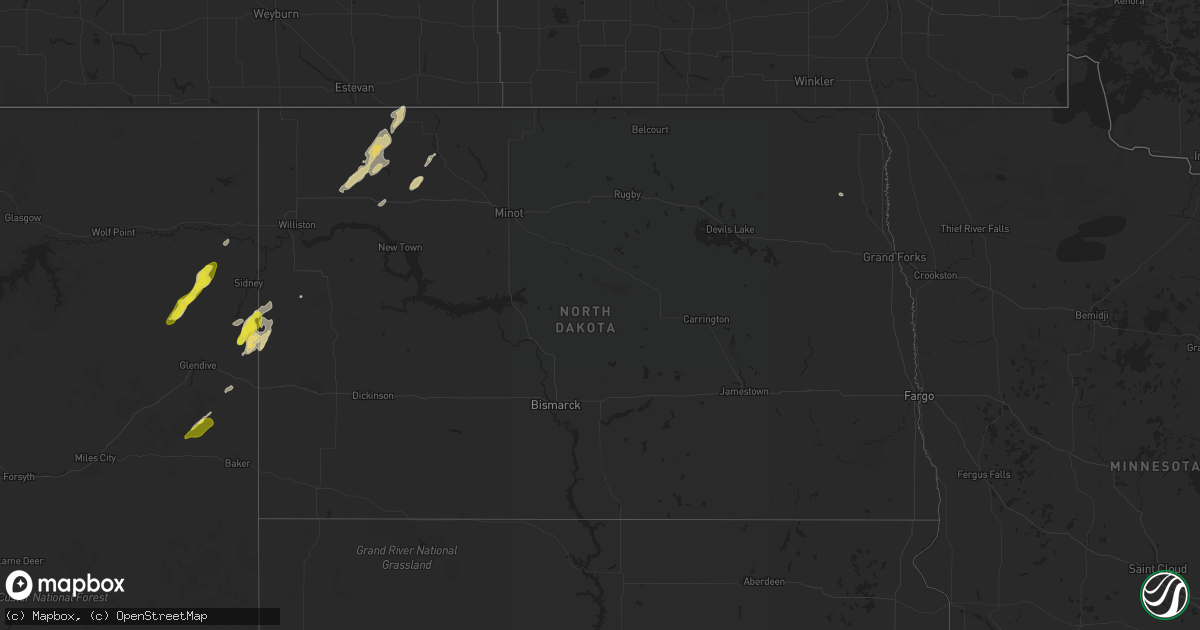 Hail map in North Dakota on July 15, 2022