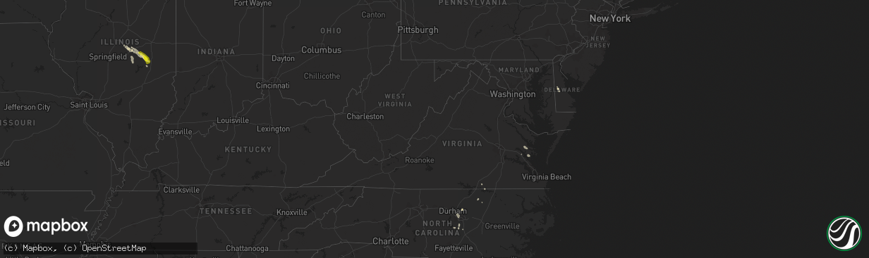 Hail map in Virginia on July 15, 2022