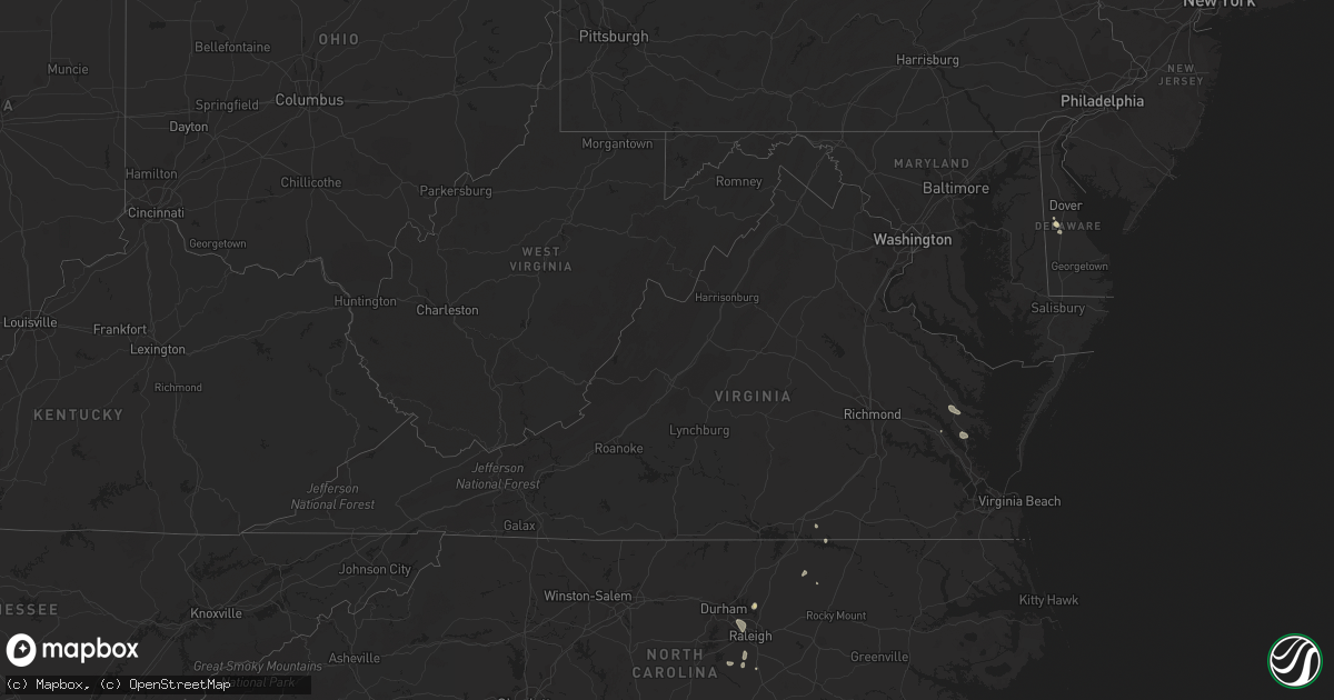 Hail map in Virginia on July 15, 2022