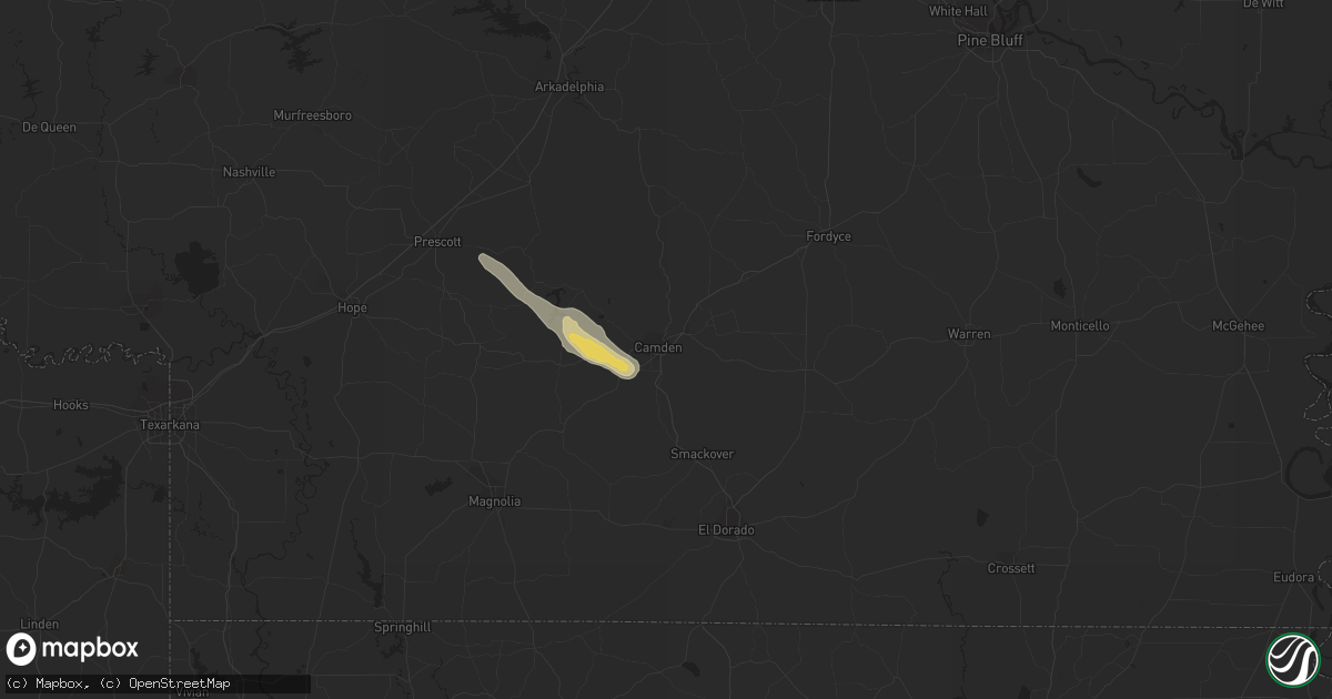 Hail map in Camden, AR on July 15, 2023