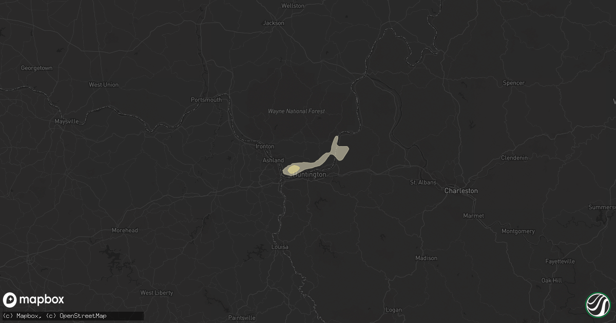 Hail map in Chesapeake, OH on July 15, 2023