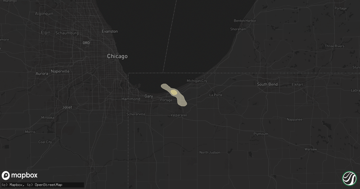 Hail map in Chesterton, IN on July 15, 2023