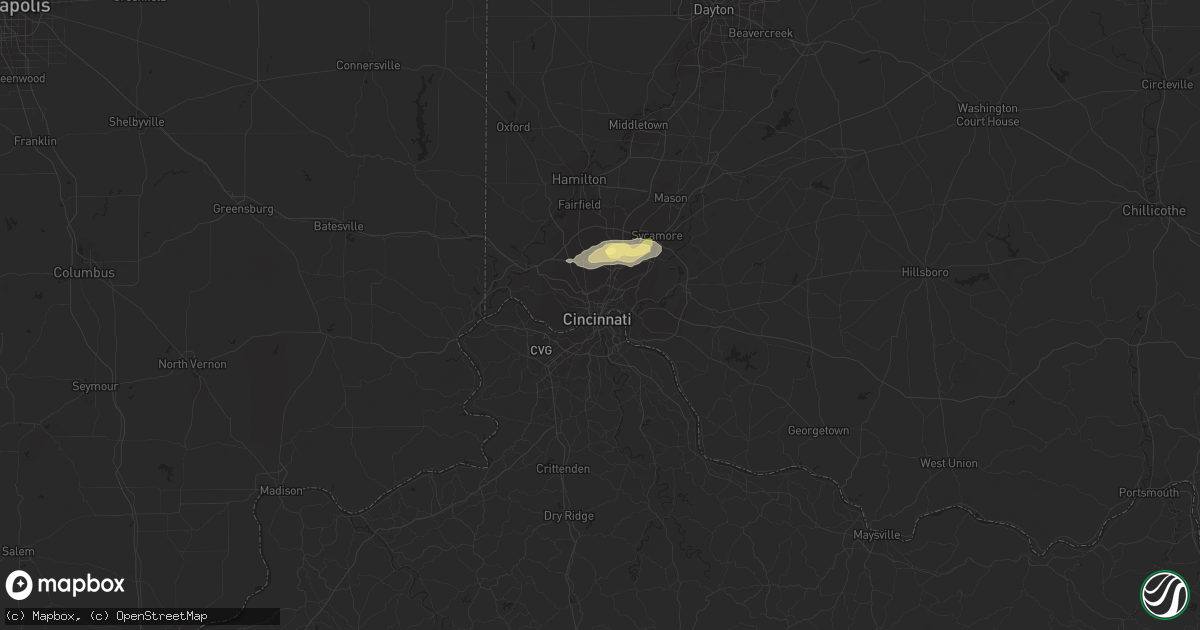 Hail map in Cincinnati, OH on July 15, 2023