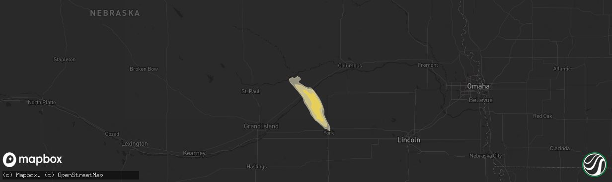 Hail map in Clarks, NE on July 15, 2023