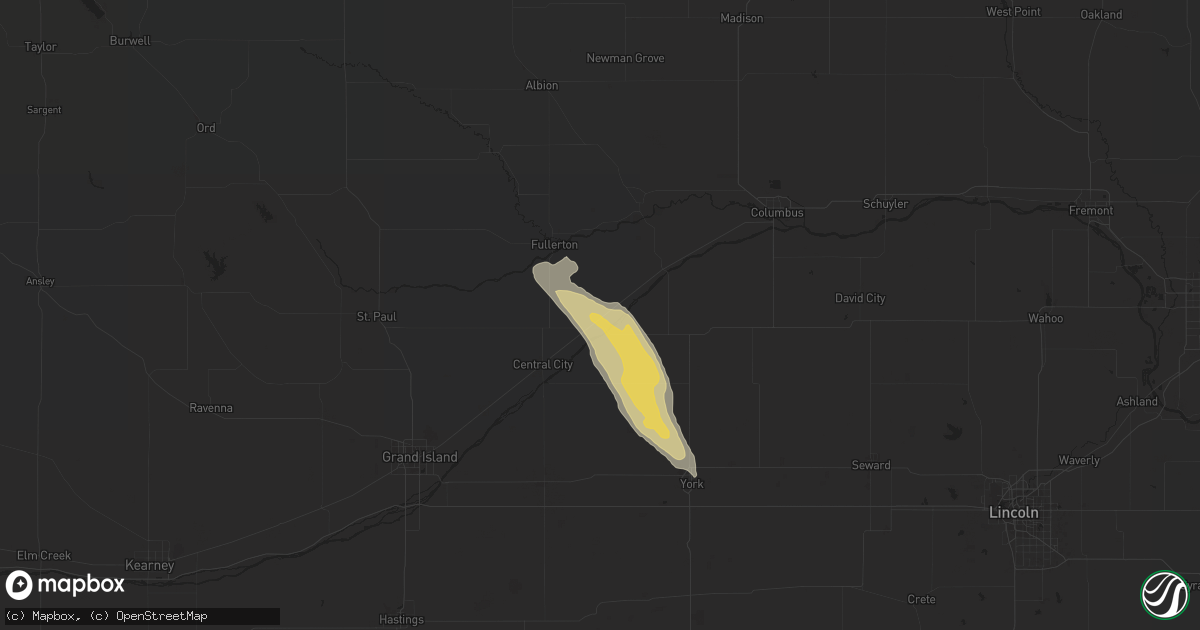 Hail map in Clarks, NE on July 15, 2023