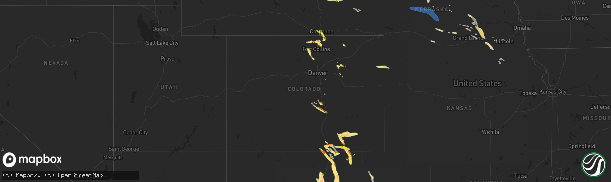 Hail map in Colorado on July 15, 2023