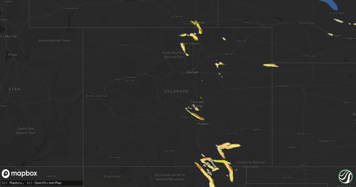 Hail map in Colorado on July 15, 2023