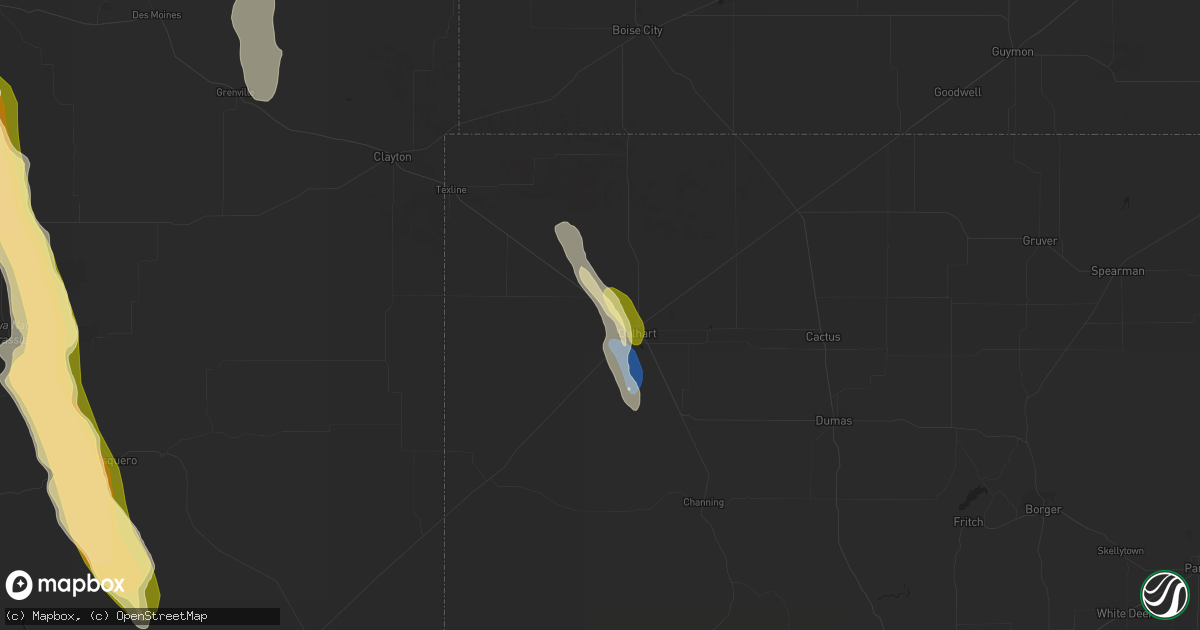 Hail map in Dalhart, TX on July 15, 2023