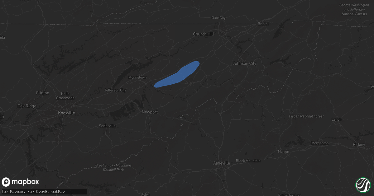 Hail map in Greeneville, TN on July 15, 2023