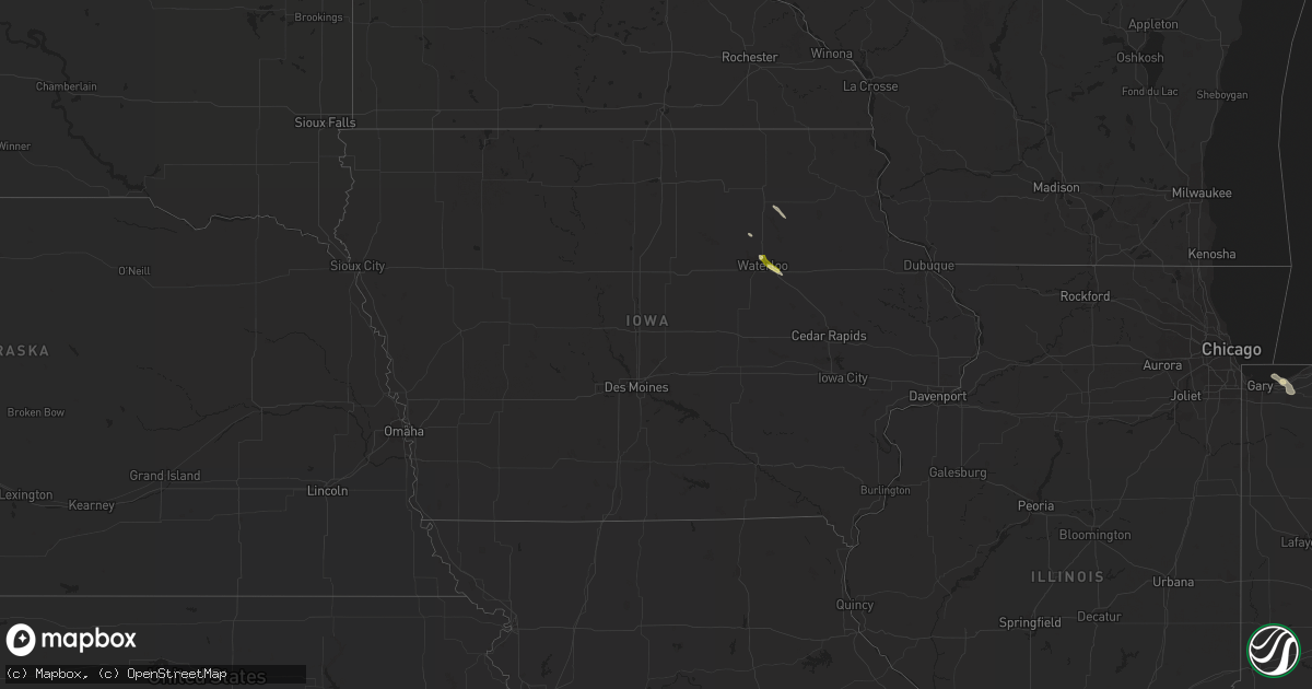 Hail map in Iowa on July 15, 2023