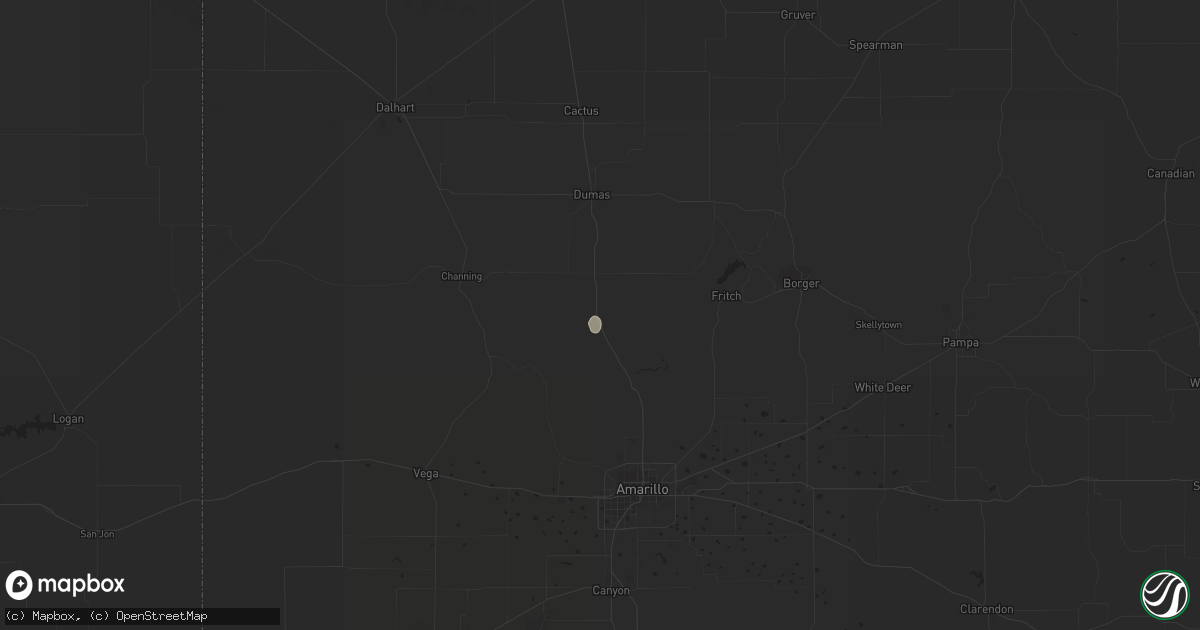 Hail map in Masterson, TX on July 15, 2023