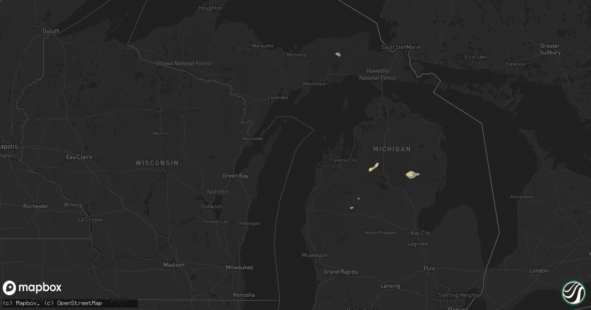 Hail map in Michigan on July 15, 2023
