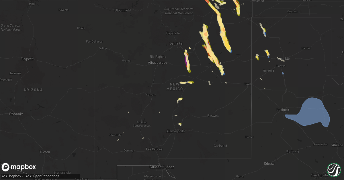Hail map in New Mexico on July 15, 2023