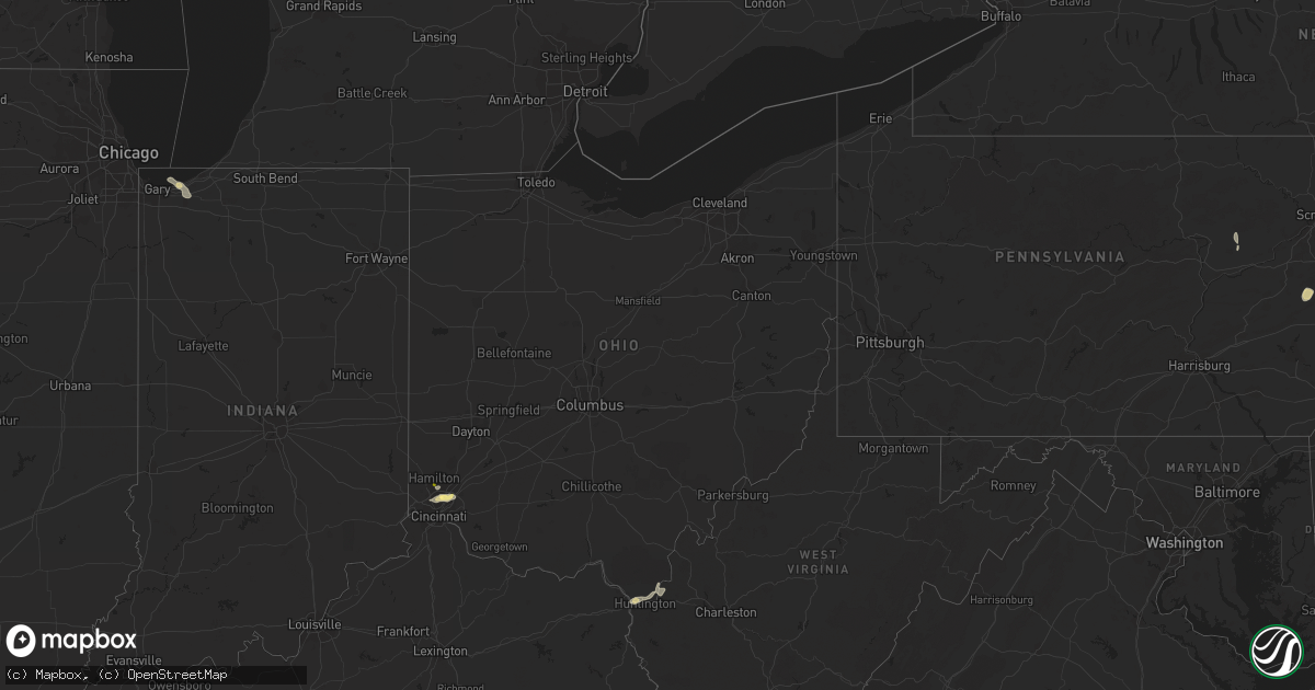 Hail map in Ohio on July 15, 2023