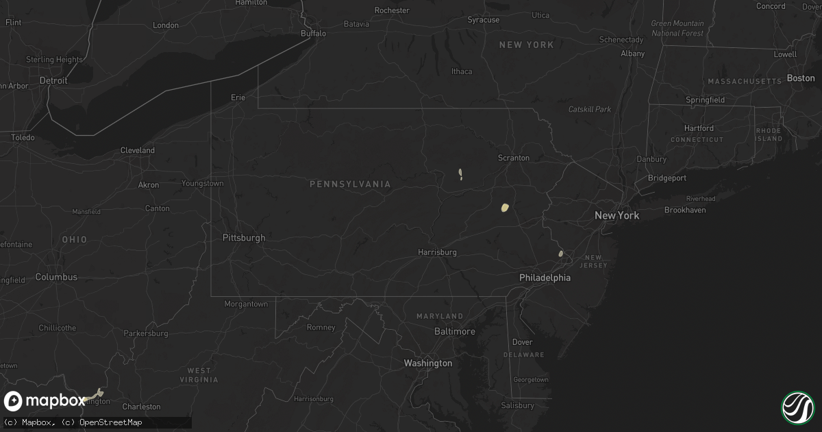 Hail map in Pennsylvania on July 15, 2023