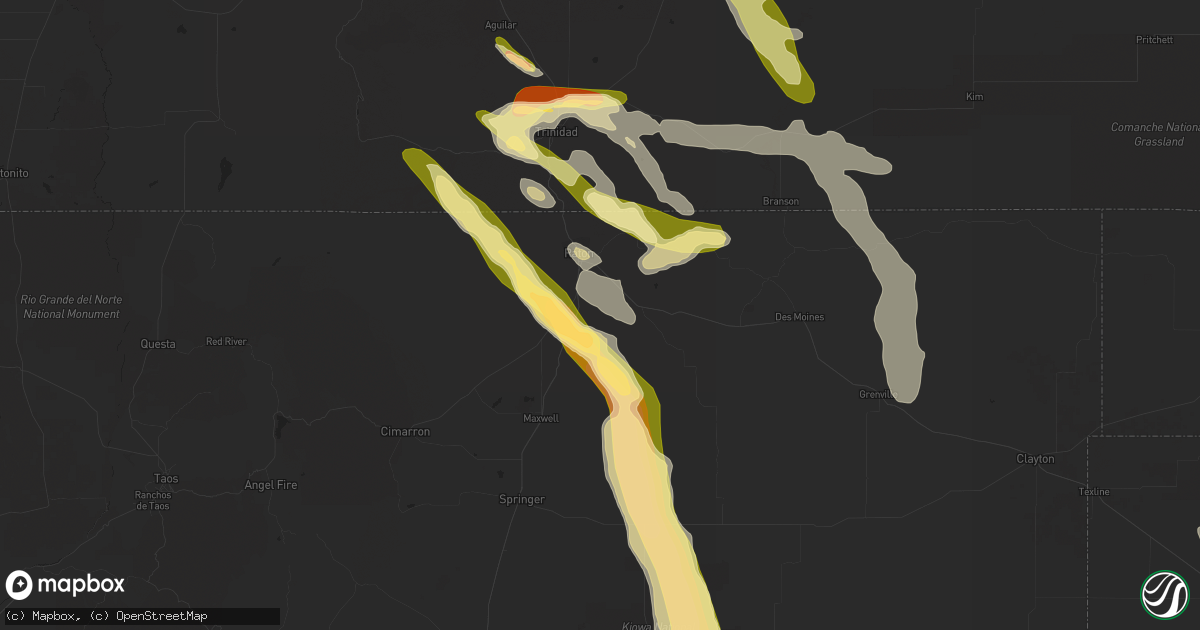 Hail map in Raton, NM on July 15, 2023