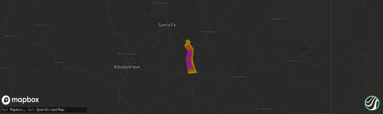 Hail map in Ribera, NM on July 15, 2023