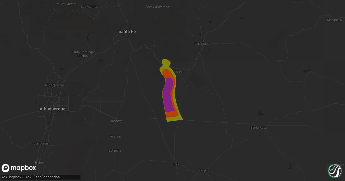 Hail map in Ribera, NM on July 15, 2023