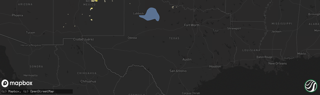 Hail map in Texas on July 15, 2023