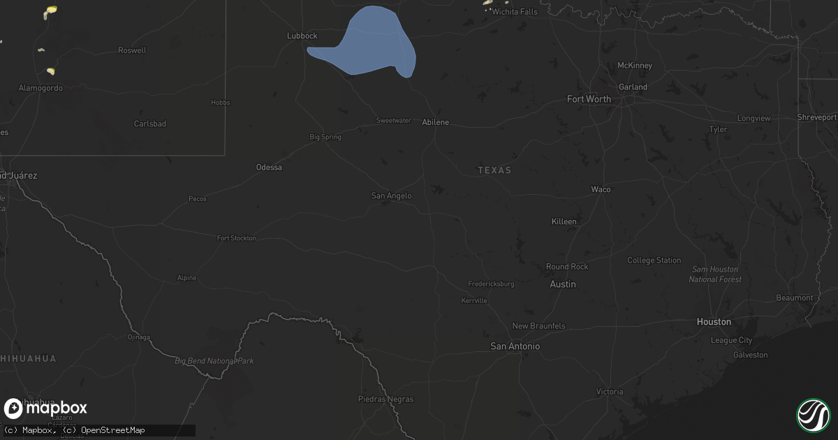 Hail map in Texas on July 15, 2023