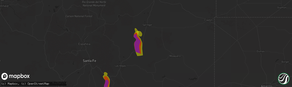 Hail map in Wagon Mound, NM on July 15, 2023