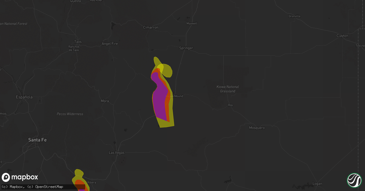 Hail map in Wagon Mound, NM on July 15, 2023