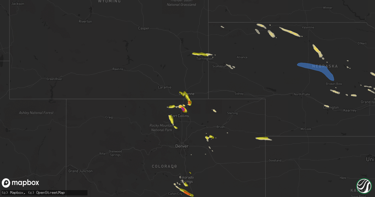 Hail map on July 15, 2023