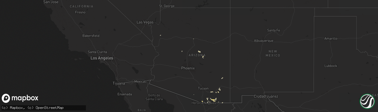 Hail map in Arizona on July 15, 2024