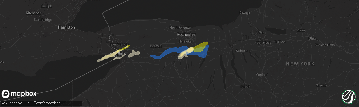 Hail map in Avon, NY on July 15, 2024