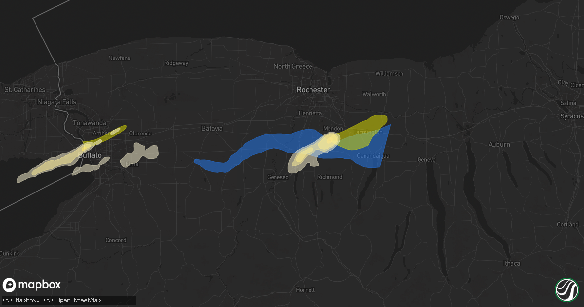 Hail map in Avon, NY on July 15, 2024