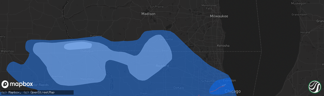 Hail map in Beloit, WI on July 15, 2024