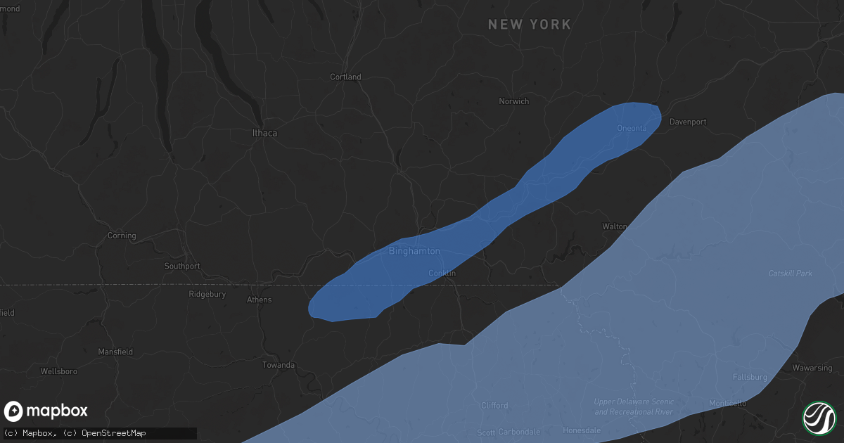 Hail map in Binghamton, NY on July 15, 2024