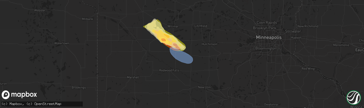 Hail map in Bird Island, MN on July 15, 2024